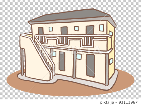 2階建てアパートの手描きイラスト 2階建てアパートの手描きイラスト 93113967