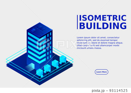 Smart city or intelligent building isometric vector concept. Modern smart city urban planning and development infrastructure buildings 93114525