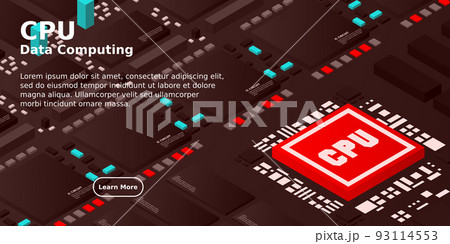 Artificial intelligence micro chip illustration. Quantum computing. PC mainboard illustration background Artificial intelligence micro chip illustration. Quantum computing. PC mainboard illustration background 93114553
