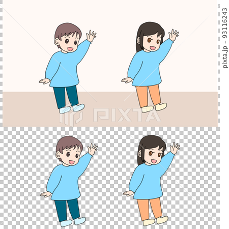 Child wearing smog raising hands 93116243