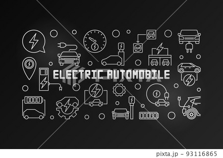 Electric automobile vector outline modern illustration Electric automobile vector outline modern illustration 93116865