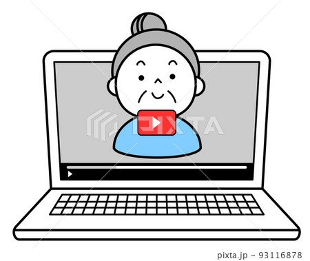 動画配信者　シンプルイラスト　おばあちゃん 93116878