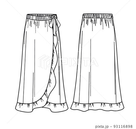 Technical Drawing Sketch Skirt with Pleats Vector Illustration Stock  Vector  Illustration of female clothes 198320187