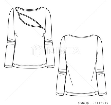 Baby Infant Girls Basic Long Sleeves Top Fashion Flat Sketch Template. Kids  Technical Fashion Illustration. Shoulder Opening Royalty Free SVG,  Cliparts, Vectors, and Stock Illustration. Image 165338843.