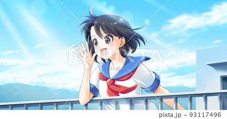 笑顔で話しかける女子学生 93117496
