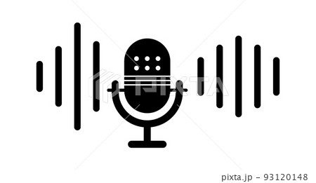 穴付きマイクとボリュームウェーブ。音量レベル。ベクター。 穴付きマイクとボリュームウェーブ。音量レベル。ベクター。 93120148