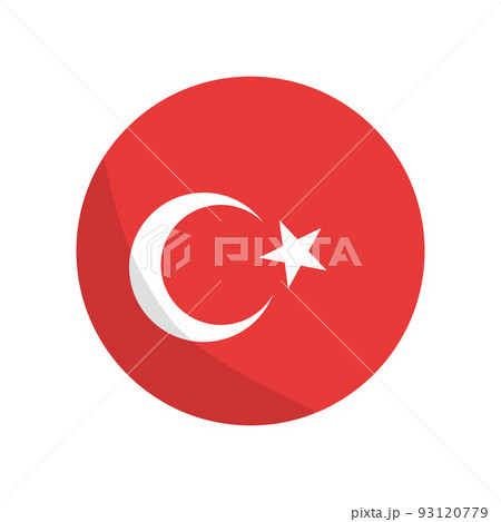 丸いトルコ国旗。ベクター。
