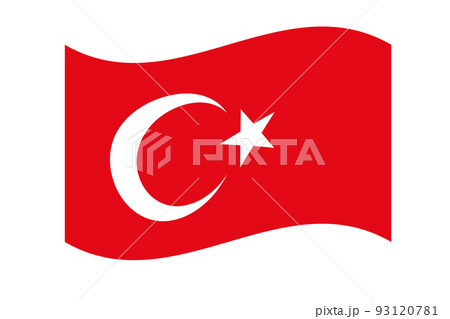 なびいているトルコ国旗アイコン。ベクター。