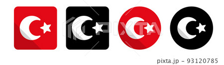 様々な形のトルコ国旗アイコンセット。ベクター。