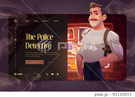 Police detective cartoon landing, investigator Police detective cartoon landing, investigator 93120915