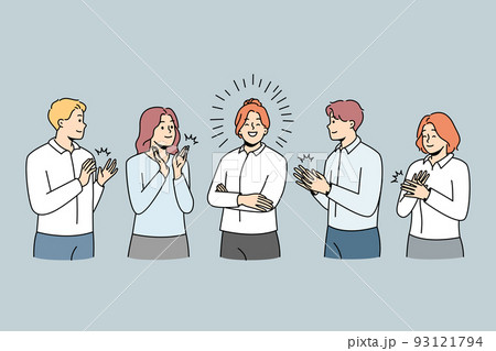 Happy employee applaud to successful leader  93121794