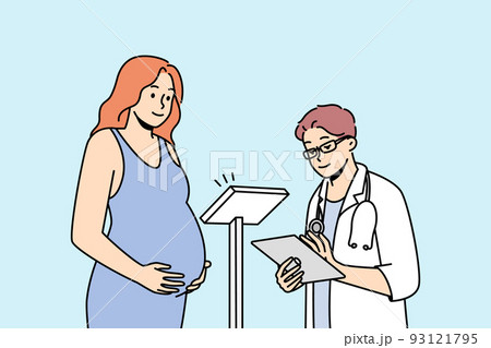 Doctor examine pregnant woman in hospital  93121795