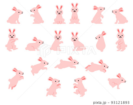 記号的なピンクのウサギのイラストセット 93121893