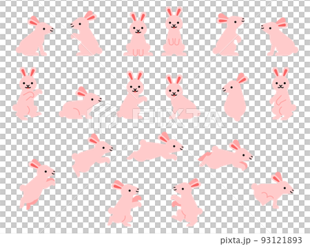 記号的なピンクのウサギのイラストセット 93121893