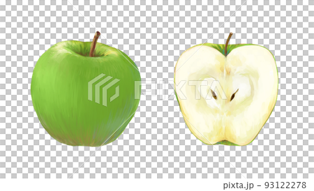Set of green apples 1 whole and a cross section Set of green apples 1 whole and a cross section 93122278