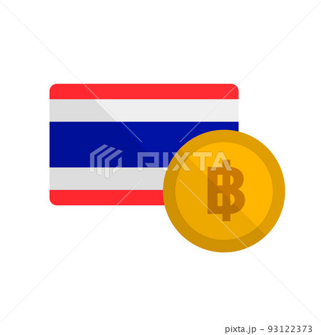 タイの国旗とタイ通貨のバーツアイコン。ベクター。