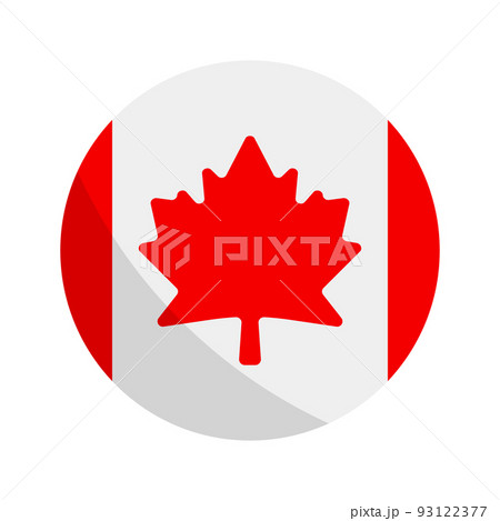 モダンな丸いカナダ国旗のアイコン。ベクター。 93122377