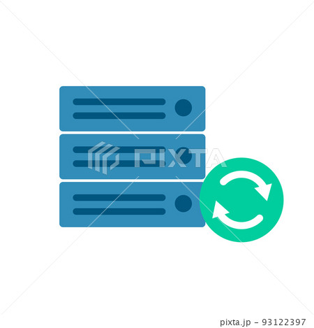 サーバーと同期アイコン。データの更新。ベクター。 93122397