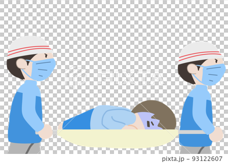 被擔架抬著的人-插圖素材 [93122607] - PIXTA圖庫
