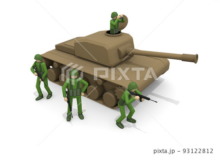 戦車が攻めてくる。軍隊の侵攻。戦争の現場。武器を使う兵士。戦う軍人。 93122812