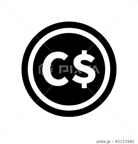 カナダドルのシルエットアイコン。カナダ通貨。ベクター。 カナダドルのシルエットアイコン。カナダ通貨。ベクター。 93123982