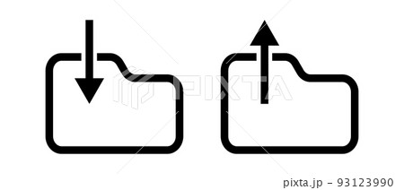 シンプルなデータダウンロードとアップロードのフォルダアイコンセット。ベクター。 93123990