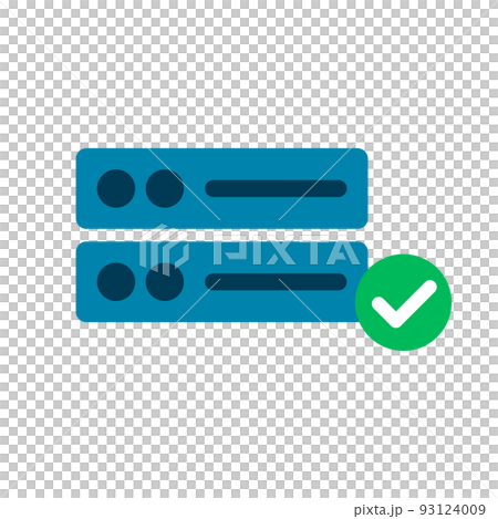 服務器和復選標記圖標。託管過程完成。向量。 服務器和復選標記圖標。託管過程完成。向量。 93124009