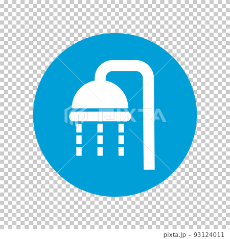 blue shower icon. wash button. vector. 93124011