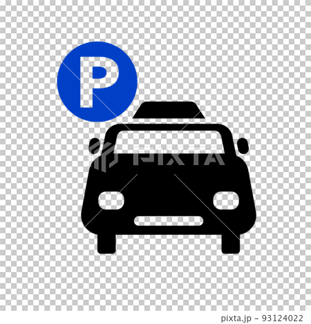Taxi silhouette icon and parking sign icon. parking sign. vector. Taxi silhouette icon and parking sign icon. parking sign. vector. 93124022