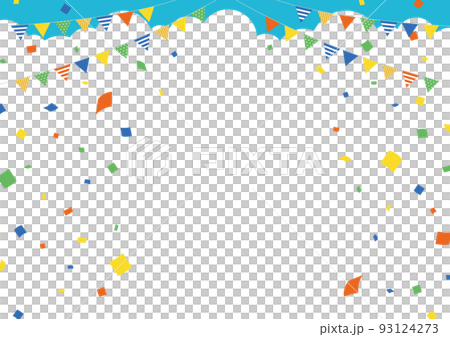 Frame material with garland and confetti in the sky / Athletic meet / GW / SW / Excursion / A horizontal 93124273