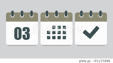 Vector icon page calendar number 3, agenda, done 93125886