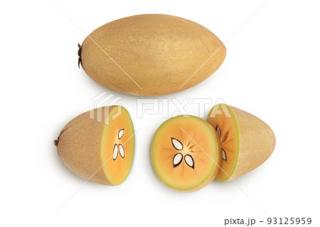 Sapodilla isolated on white background with full depth of field. Top view. Flat lay Sapodilla isolated on white background with full depth of field. Top view. Flat lay 93125959