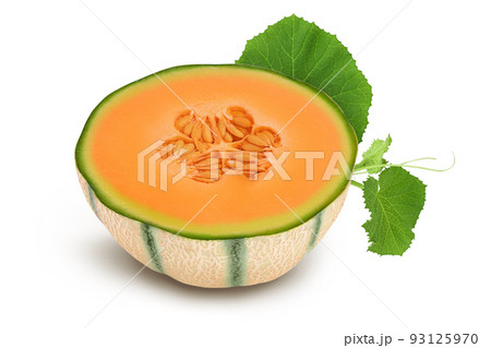 Cantaloupe melon isolated on white background with full depth of field, 93125970