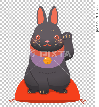 黑兔招手貓舉起左手，招手兔 93126439