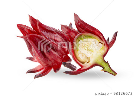 Fresh roselle hibiscus on white 93126672