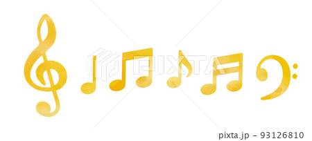 水彩調の音符。淡い色合いが美しい音楽記号 93126810
