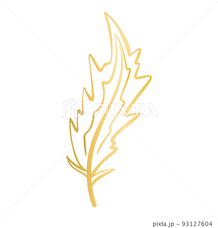 Beautiful golden decorative bird feather isolated vector illustration Beautiful golden decorative bird feather isolated vector illustration 93127604