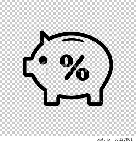 有百分號的存錢罐。向量。 93127901