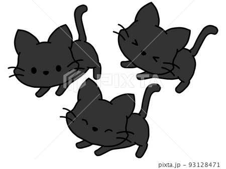 黒猫＿のび＿表情違いセットのイラスト素材 [93128471] - PIXTA