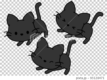 黒猫＿のび＿表情違いセットのイラスト素材 [93128471] - PIXTA