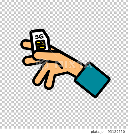 5GのSIMカードを持っている手。ベクター。 93129550