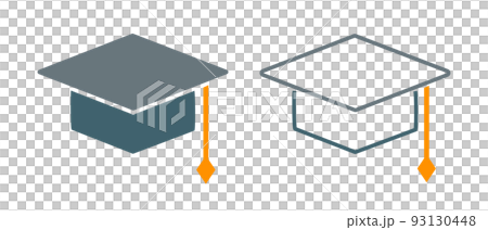 博士帽子や角帽のアイコンセット。卒業式のシンボル。ベクター。 93130448