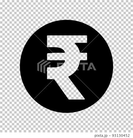 圓形印度盧比剪影圖標。向量。 93130452