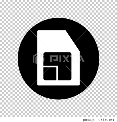 Round SIM card icon. Cellular communication microchip. vector. 93130464