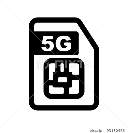 5GのSIMカード。携帯電話通信チップ。ベクター。 93130466