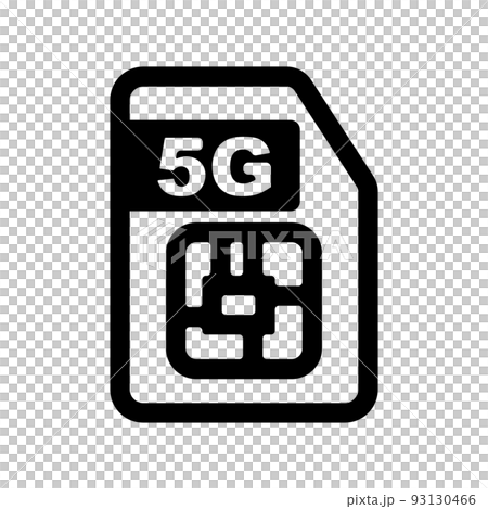 5GのSIMカード。携帯電話通信チップ。ベクター。 93130466
