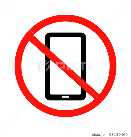 スマートフォン使用禁止。携帯電話使用禁止。ベクター。 スマートフォン使用禁止。携帯電話使用禁止。ベクター。 93130469