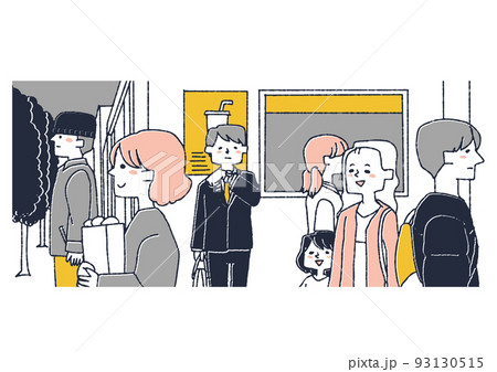 街を行く人々のイラスト コミカルな手書きの人物 ベクター、温かみのある線画 街を行く人々のイラスト コミカルな手書きの人物 ベクター、温かみのある線画 93130515