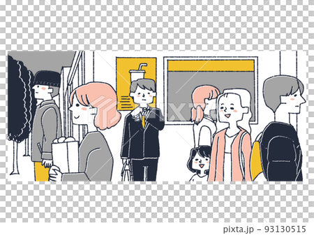 街を行く人々のイラスト コミカルな手書きの人物 ベクター、温かみのある線画 街を行く人々のイラスト コミカルな手書きの人物 ベクター、温かみのある線画 93130515