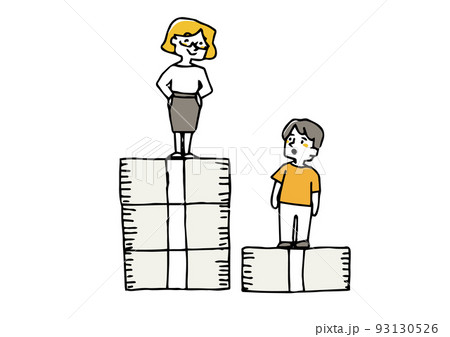 会社や職業によって収入が違う様子　教育格差における年収の差 93130526